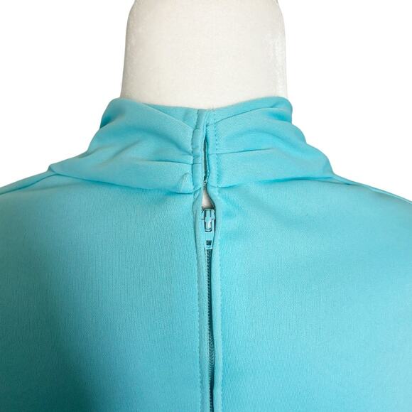 Vintage Montgomery Ward Ruched Maxi Dress Robin’s Egg Blue Union Made - Picture 6 of 8